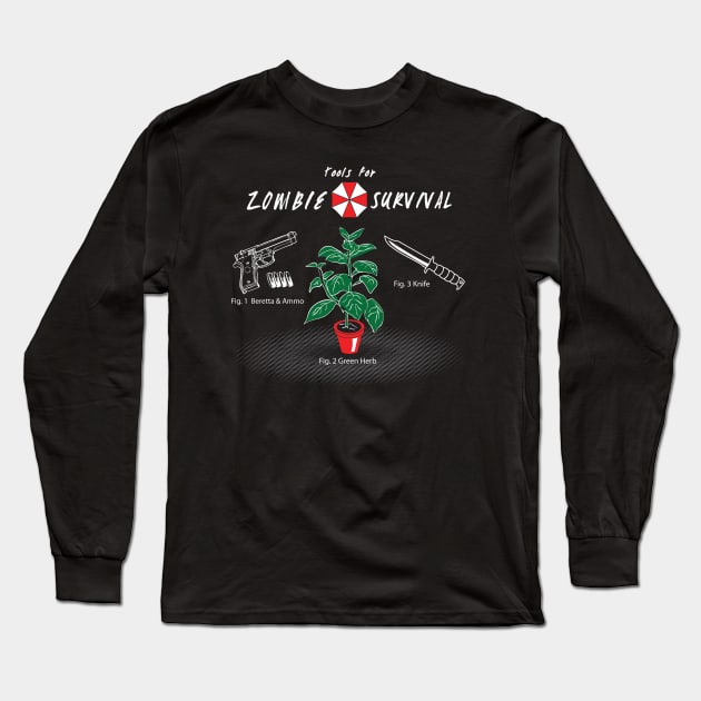 Zombie Survival Long Sleeve T-Shirt by GreenHRNET